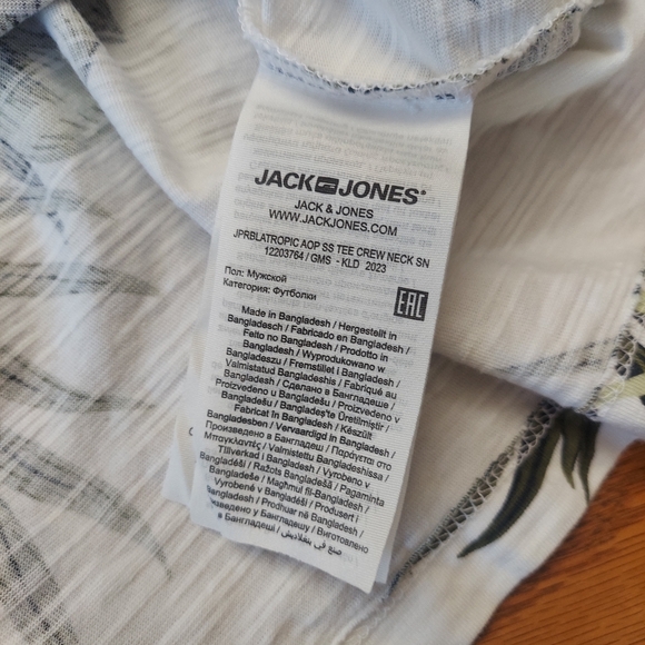 JACK & JONES Tee Crew Neck Shirt Tropical Themed Mens T-Shirt Size M - Picture 10 of 10